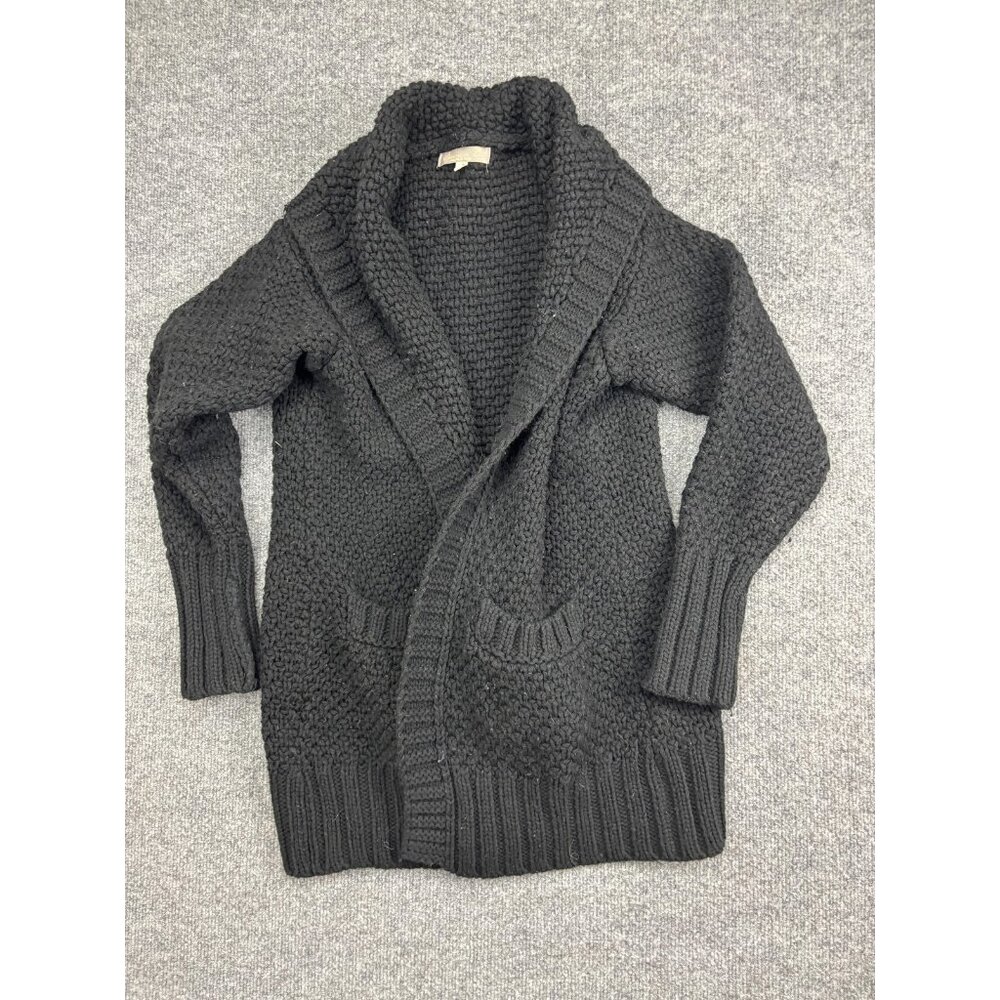 Bianca B‎ Sweater Cardigan Womens Medium Black Wool Blend Shawl Collar Italy